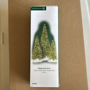 Department 56 Bright Green Tinsel Trees Set of 3 #800486